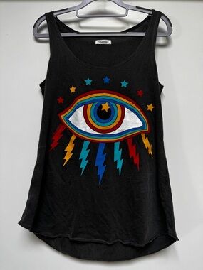 Lauren Moshi Parson Rainbow Lightning Eye scoop Cotton Tank Top Small Like New